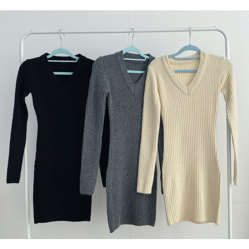 V-neck Knitted Dress