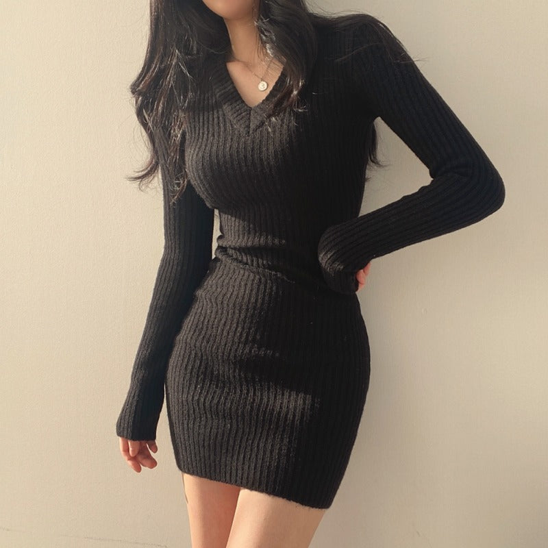 V-neck Knitted Dress