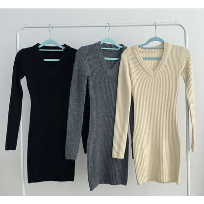 V-neck Knitted Dress